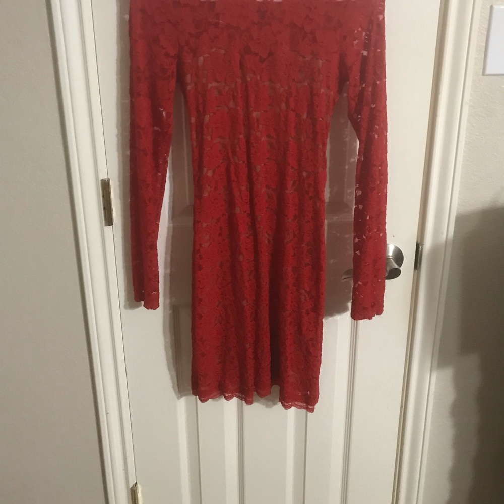 Express red lace dress